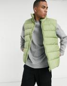 Asos Design Puffer Vest In Green
