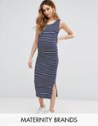 Isabella Oliver Sleeveless Striped Ribbed Midi Dress - Multi