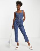 Nobody's Child Organic Cotton Denim Jumpsuit In Blue