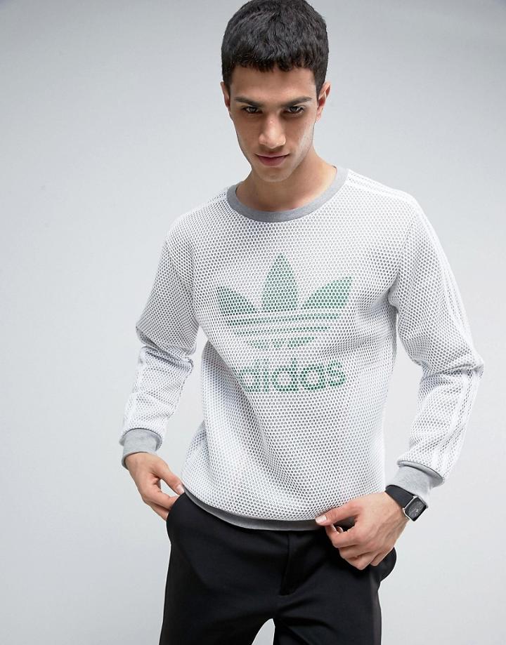 Adidas Originals Mesh Crew Neck Sweater - White