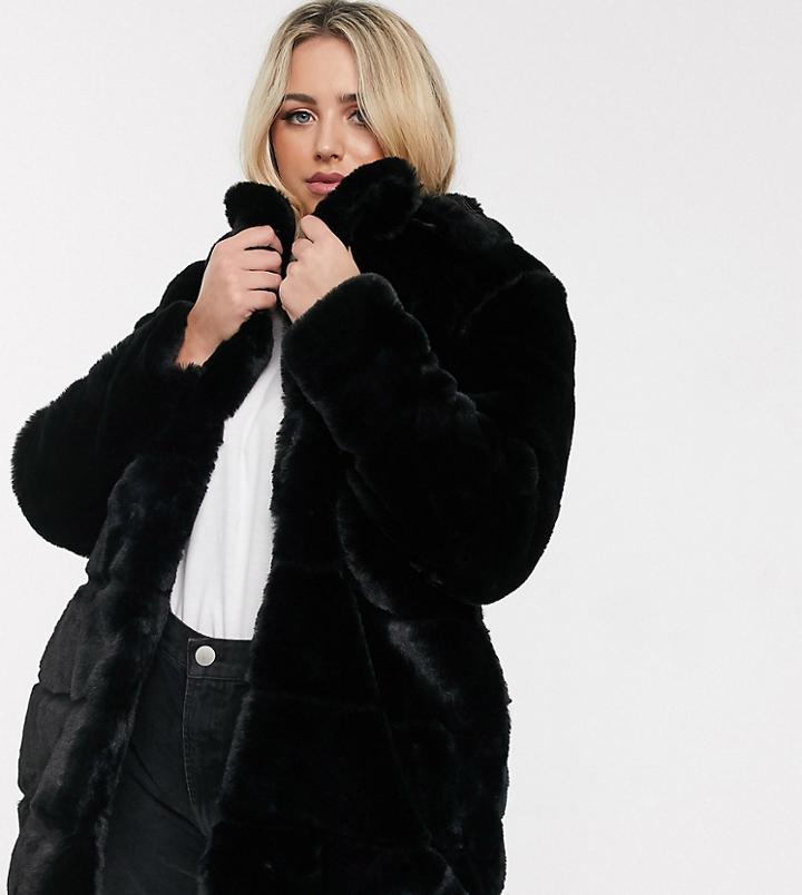 Simply Be Faux Fur Black Coat