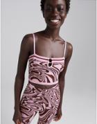 Bershka Retro Swirl Print Cami Top In Pink - Part Of A Set-multi