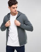 Asos Muscle Zip Up Hoodie In Slate Blue - Blue