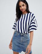 Ax Paris Striped 3/4 Sleeve Top - Black