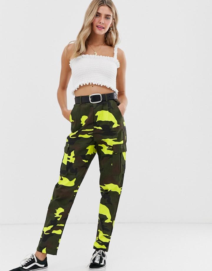 Daisy Street Camo Cargo Pants - Green