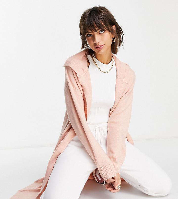 M Lounge Ultimate Maxi Cardigan With Hood-pink