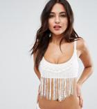 Wolf & Whistle Crochet Trim Bikini Top B/c - E/f - White