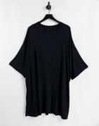 Asos Design Oversized Longline Viscose T-shirt In Black