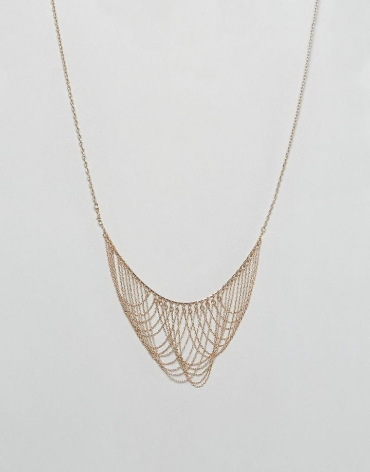 Nylon Statement Drape Necklace - Gold
