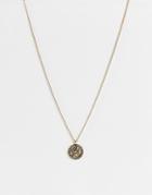 The Status Syndicate Necklace With Coin Pendant In An Antique Gold Finish