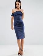 Asos Clean Scuba Midi Cuff One Shoulder Wrap Skirt Dress - Multi