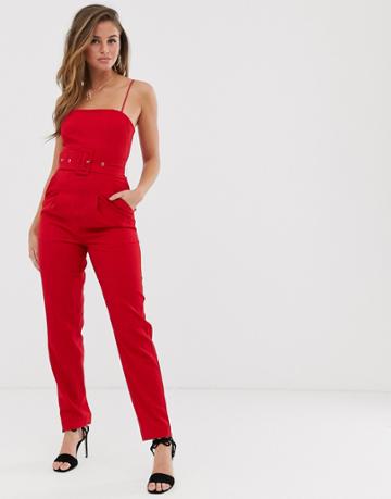 C/meo Collective As Long As Belted Jumpsuit-red