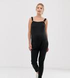 Asos Design Maternity Exclusive Nursing Button Strap Overall - Black