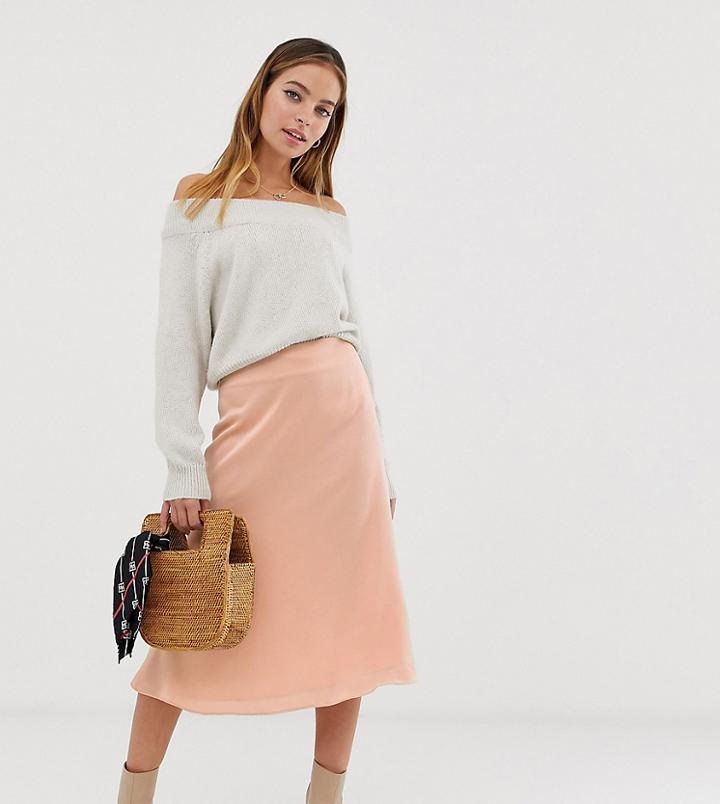 Glamorous Petite Bias Cut Midi Skirt In Satin