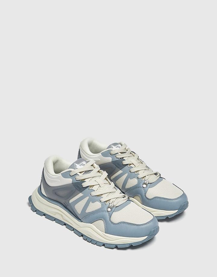 Pull & Bear 90's Chunky Sneakers In Blue
