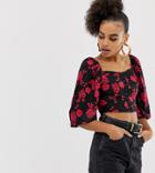 Collusion Milk Maid Top With Hook And Eye In Floral-multi