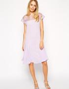 Asos 3d Lace Peplum Dress - Lavender