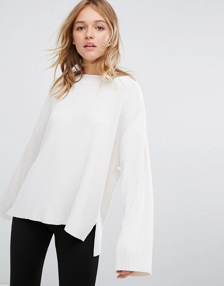 Pull & Bear Sweater In Rib - White