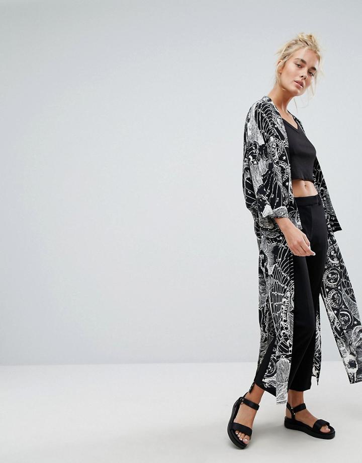 Weekday Horoscope Print Kimono - Black