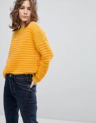 Selected Ribbed Knitted Sweater - Yellow