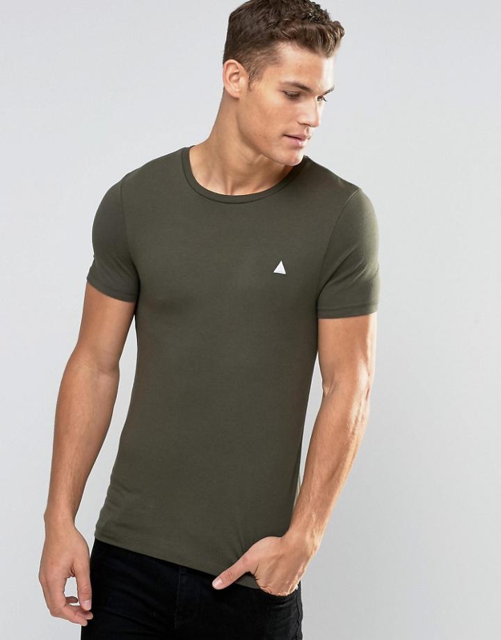 Asos Extreme Muscle T-shirt With Logo In Dark Khaki - Green