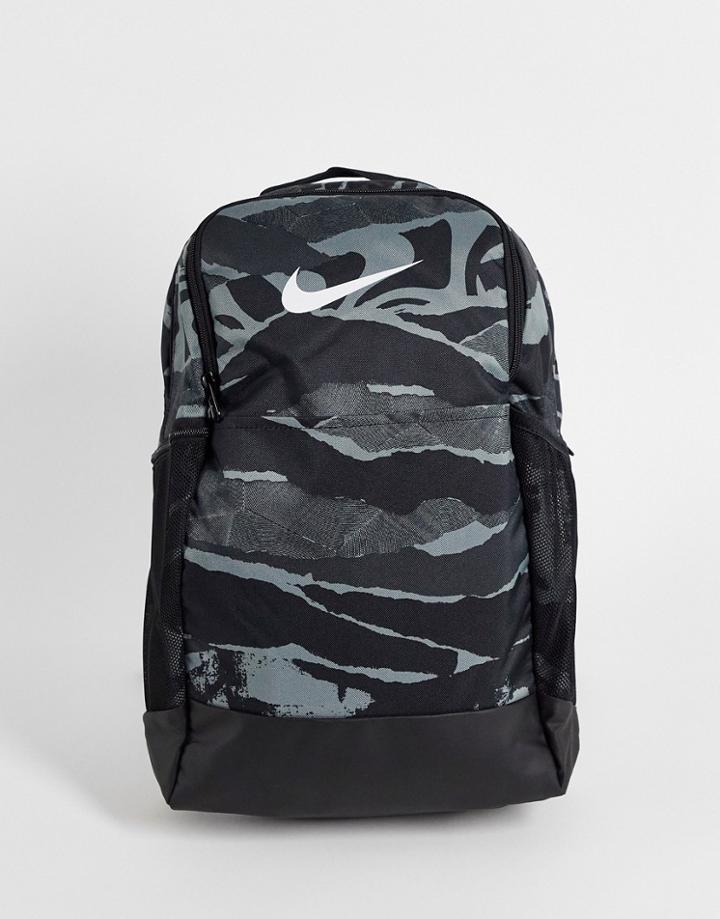 Nike Brasilia Backpack In Camo-black