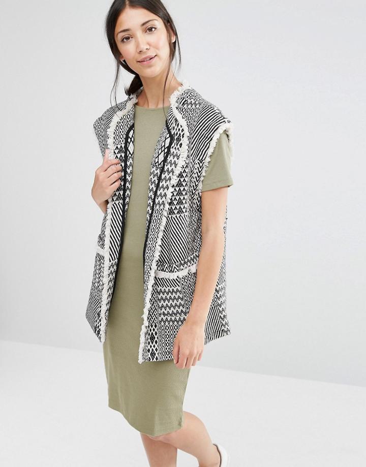 Vila Diamond Print Vest - White