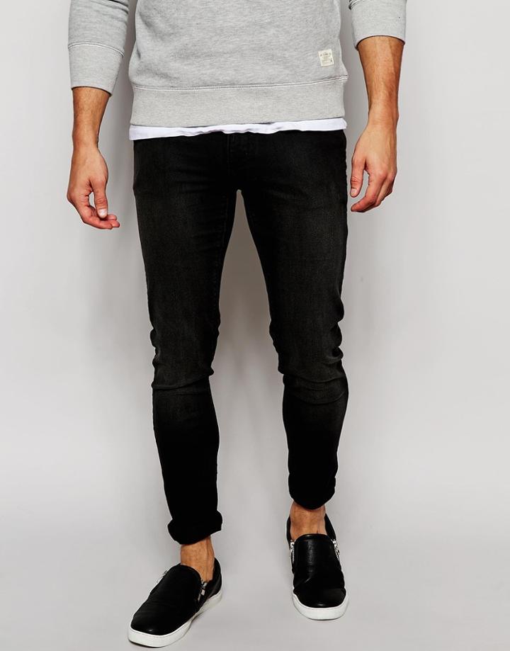 Asos Extreme Super Skinny Jeans In Washed Black - Gray