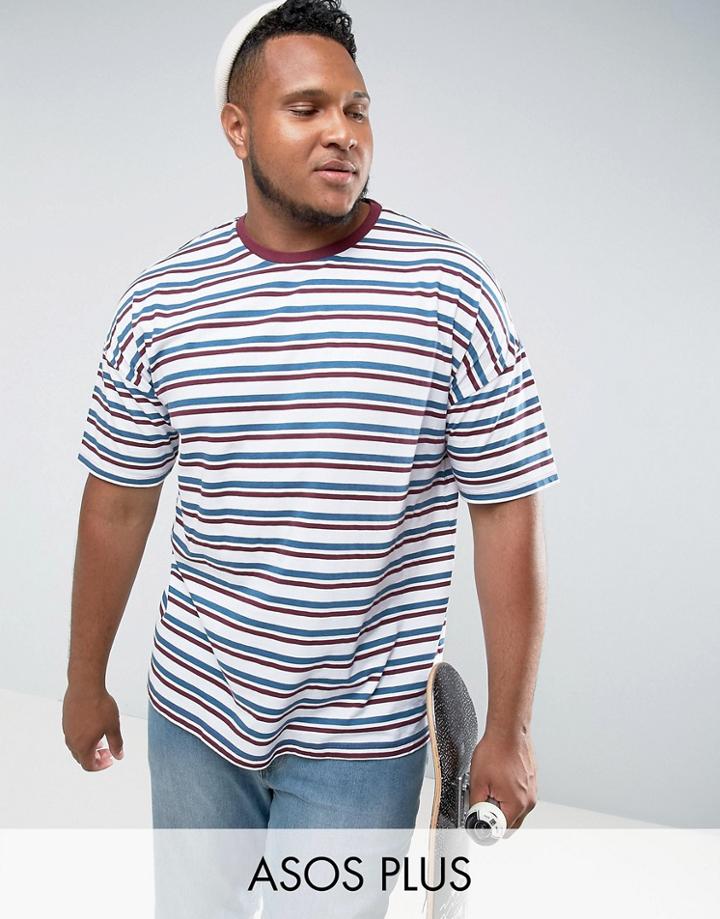 Asos Plus Oversized Stripe T-shirt - White