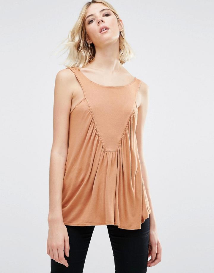 Nytt Gracious Shirring Front Tank Top - Brown