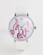 Asos Design Watch With Neon Flame In White - White