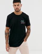 Bershka T-shirt In Black With Neon Lights Back Print