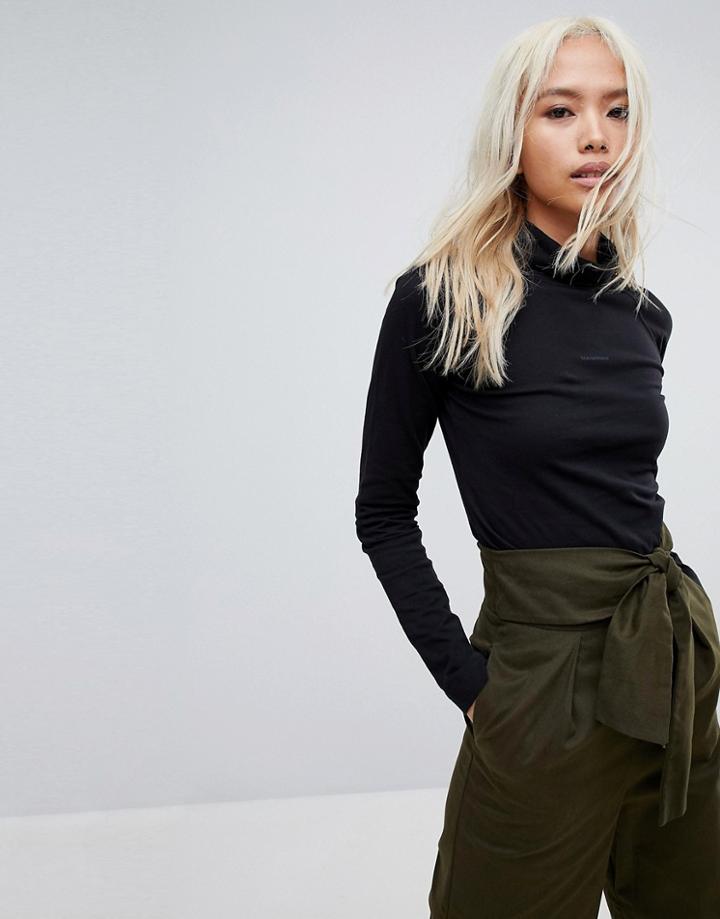 Maharishi High Neck Top With Front Logo - Black