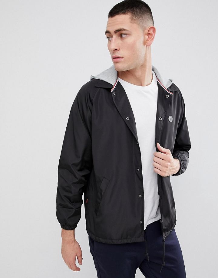 Le Breve Sweat Hood Coach Jacket - Black