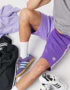 Adidas Originals 3-stripes Shorts In Blocked Purple