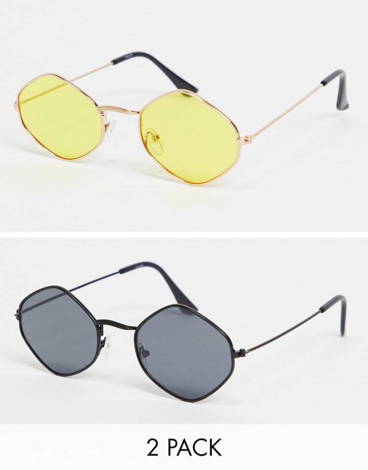 Madein. 2 Pack Shaped Lens Sunglasses-multi