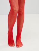 Leg Avenue Nylon Fishnet Tights - Red