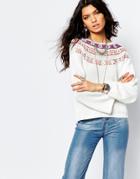 Somedays Lovin Knitted Sweater With Pattern Neck - Cream