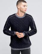 Sisley Crew Neck Sweater With Reverse Stitch And Contrast Seam - Gray