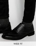 Asos Wide Fit Oxford Shoes In Black Leather - Black