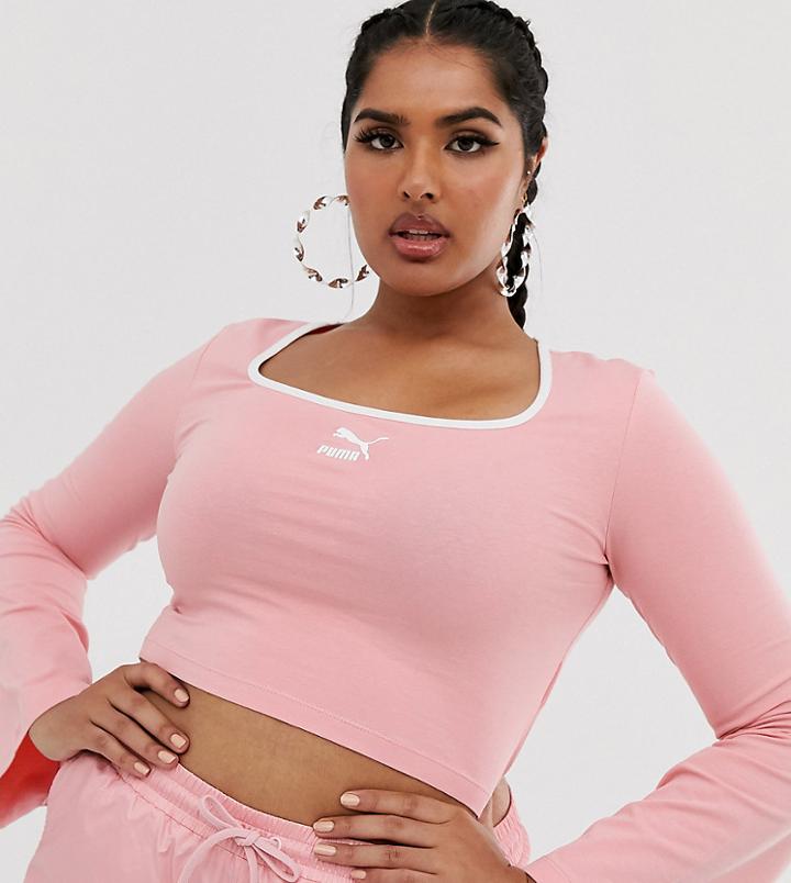 Puma Plus Square Neck Crop Top In Pink