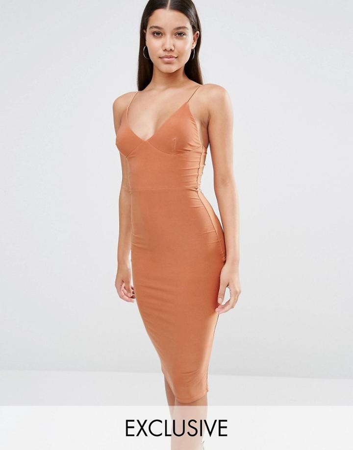 Club L Midi Dress With Cami Strap - Fall Leaf