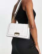 River Island Quilted Satchel Shoulder Bag With Chain In White