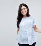 Asos Curve Exclusive Ruffle Smock Top In Gingham - Multi