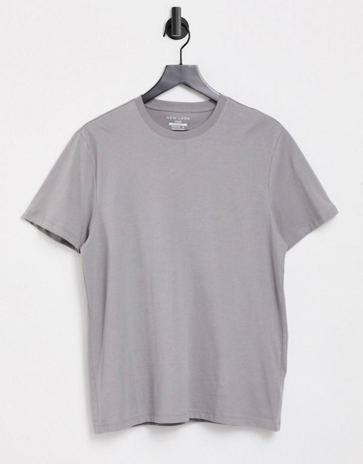 New Look Crew T-shirt In Light Gray-grey