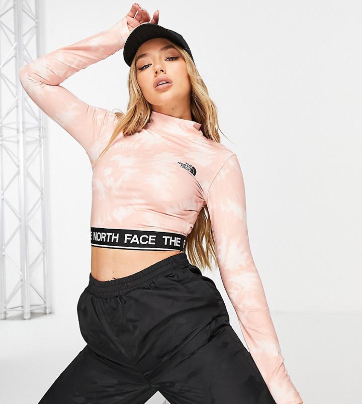 The North Face Perf Cropped Long Sleeve T-shirt In Pink Tie Dye Exclusive At Asos-neutral