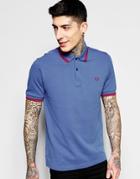 Fred Perry Polo Shirt With Tipping Slim Fit - Dusk Blue