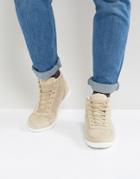 Asos High Top Sneakers In Stone Faux Suede - Stone