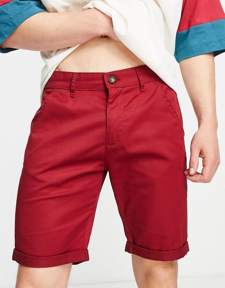 Le Breve Chino Shorts In Burgundy-red