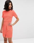 Asos Textured Double Layer Mini Wiggle Dress - Coral